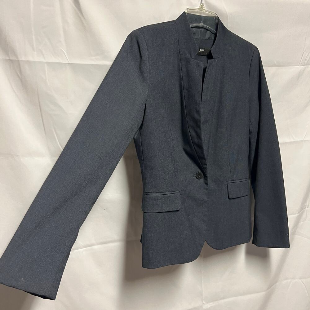 ZARA Basic Navy Blue Blazer Size Small Button Fro… - image 3